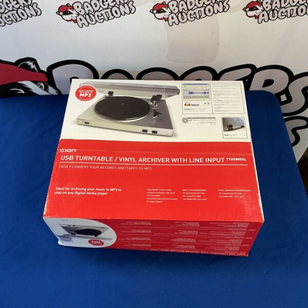 ION TTUSB05XL USB turntable for converting vinyl records to digital audio.