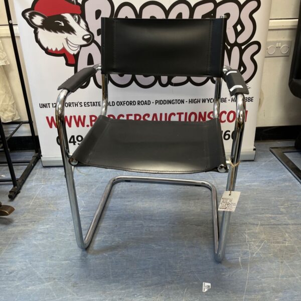 Vintage Italian cantilever chair with chrome frame and moulded seat.