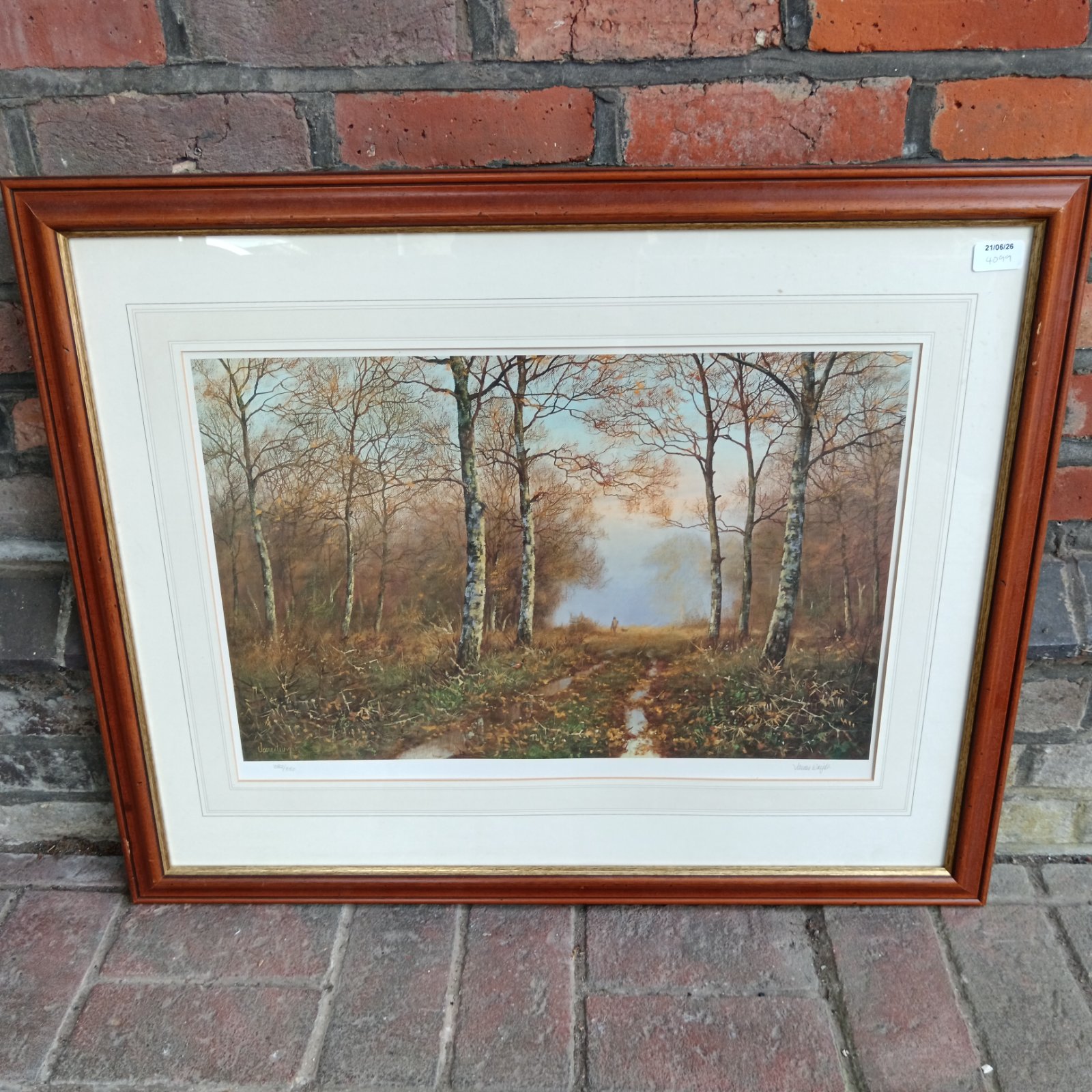 James Wright limited edition hunt scene print in woodland.
