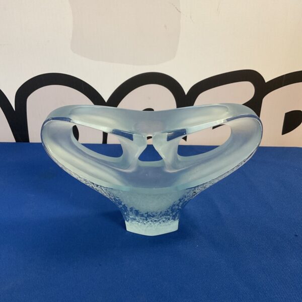 Signed Jan Cerny blue art glass sculptural vase.
