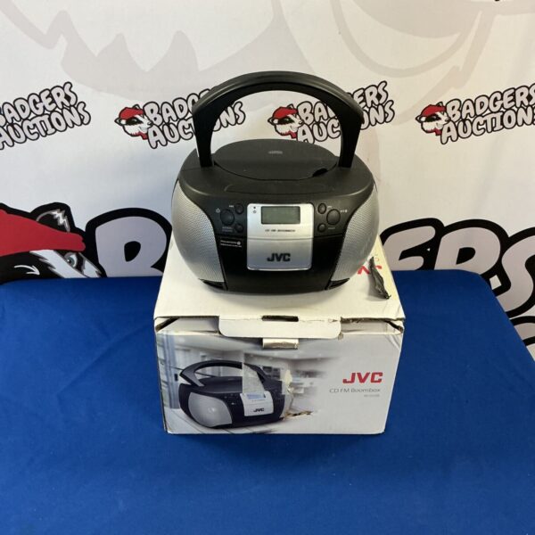 Black JVC RD-D220B boombox with CD player and radio.