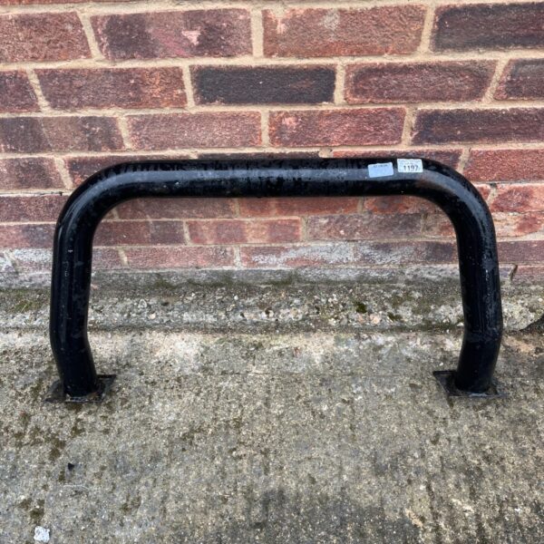 Black Land Rover Defender A-bar nudge bar for front-end protection.