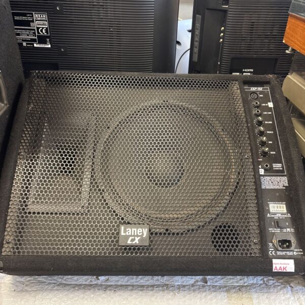 Laney CXP-112 stage monitor, rear view with connections.