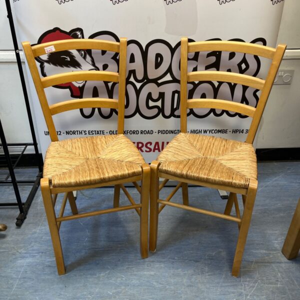 Pair of beachwood ladderback chairs