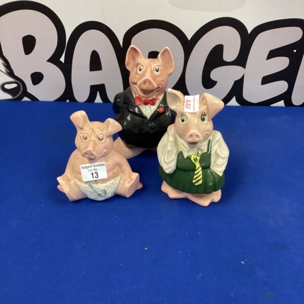 Three ceramic pigs inc wade