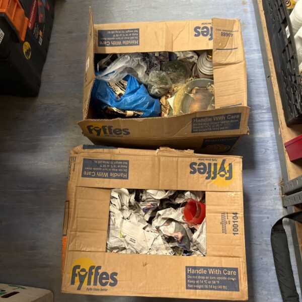 2 boxes of house clearance items including china plates