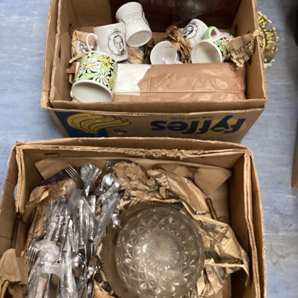 Commerative mugs and glass ware and cutlery set