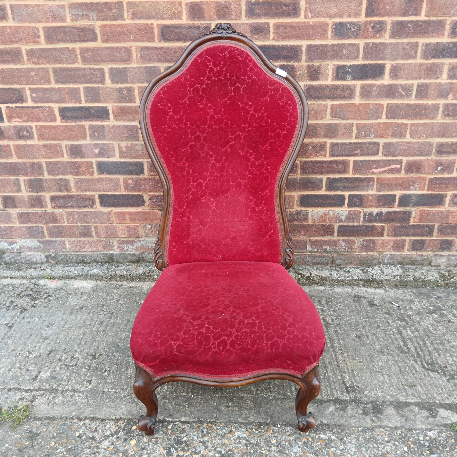 Victorian tall balloon backed slipper chair