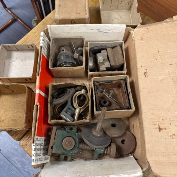 Selection of vintage engineering items inc lathe parts etc