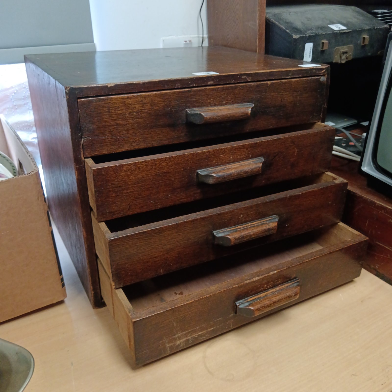 Vintage oak set of collectors drawers