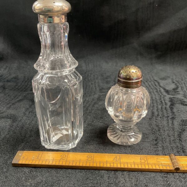 hallmarked silver lidded pepperpot and sugar shaker