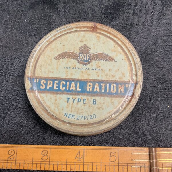 W.W.2 R.A.F Special ration type B tin still with contents