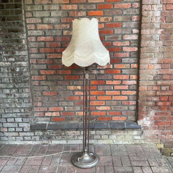 Silver plate Italian standard lamp with tassel shade