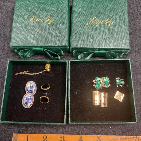 Four pairs Cufflinks inc frogs and two tie studs