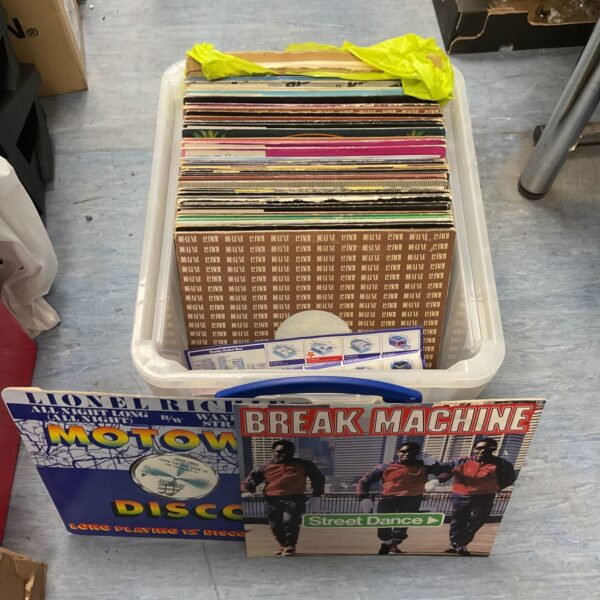 Box of mixed 12” vinyl