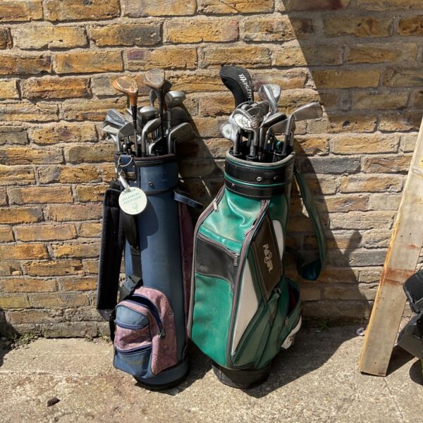 Lot of mixed golf clubs in vags including masters & wilson