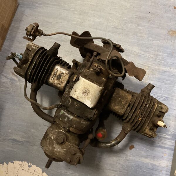 vintage Coventry Victor flat twin engine, likely produced between 1919 and 1938. Used on mobile fire fighting trailer pumps W,W,2