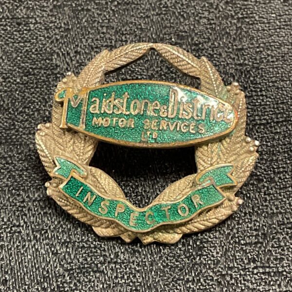 Vintage Maidstone and District Motor Service inspector badge with enamel.