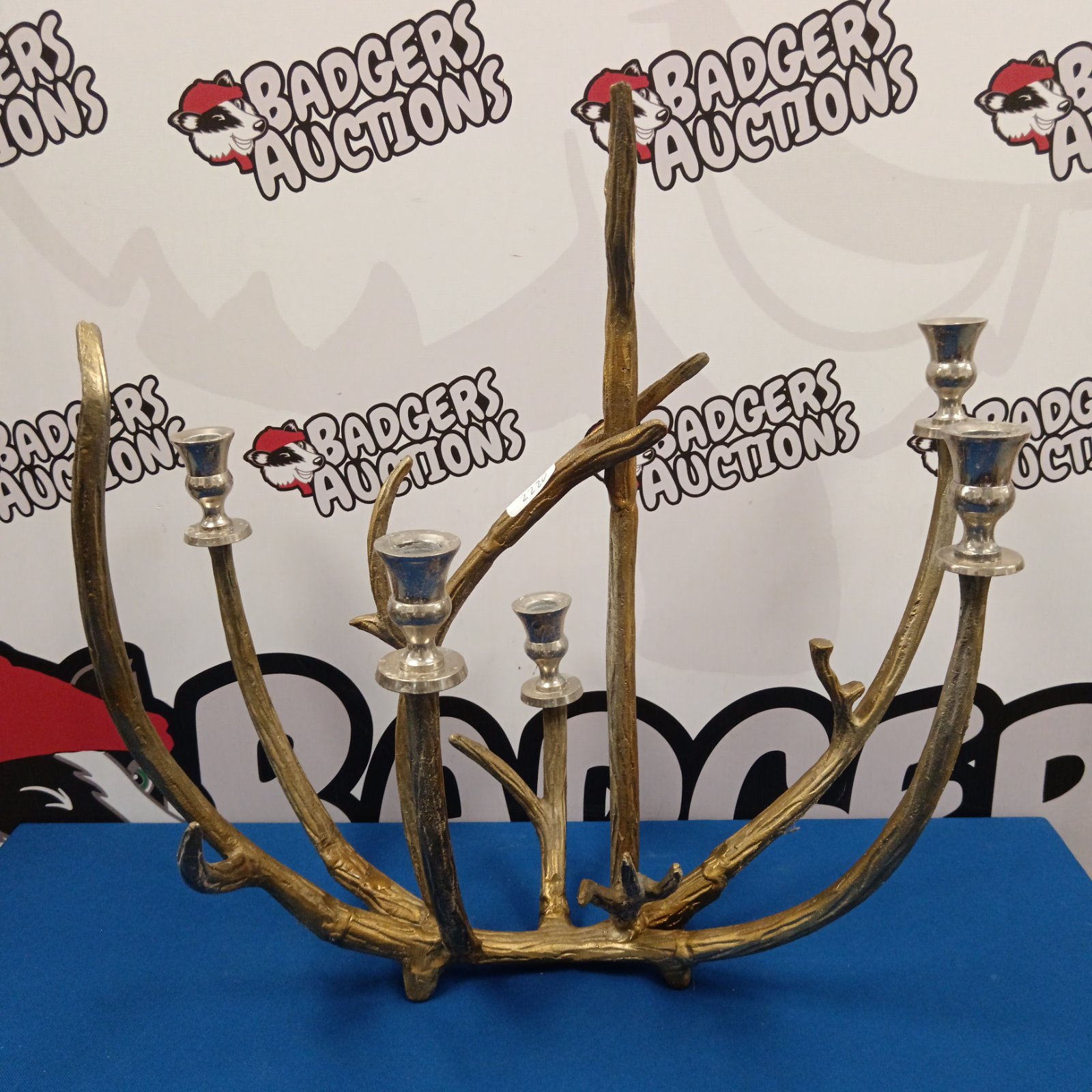 Metal antler candelabra, a unique table centerpiece for gothic decor.