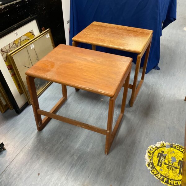 Pair of vintage mid-century wooden side tables.