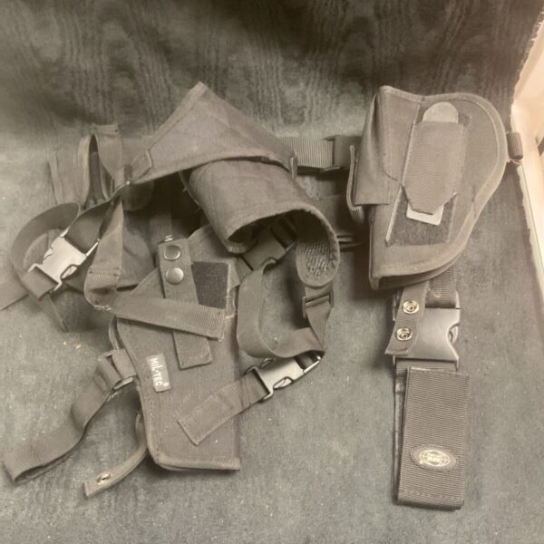 Mil Tec shoulder and leg holster set for tactical carry.