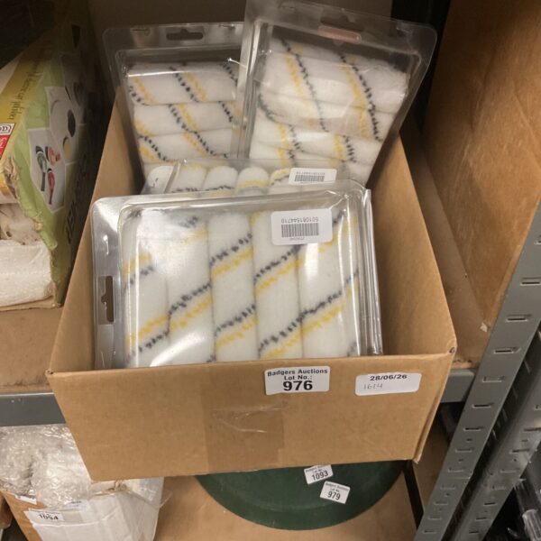 Box of mini roller heads for painting and DIY projects.