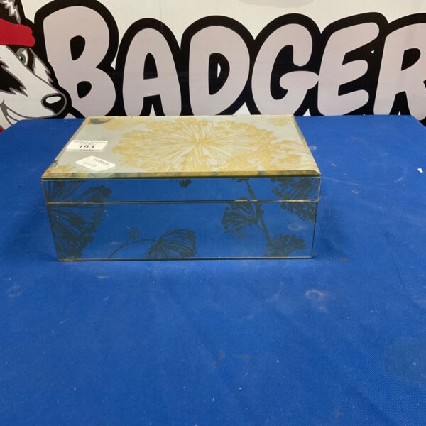 Vintage mirrored jewellery box with floral design.