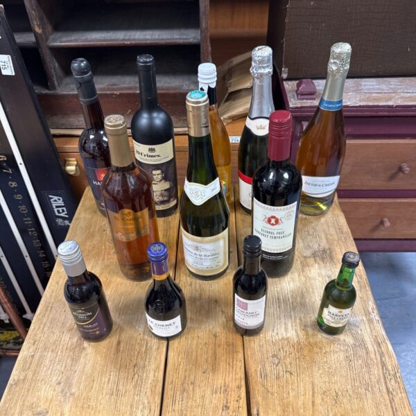 Mixed wine and spirit lot from a house clearance, featuring various bottles.