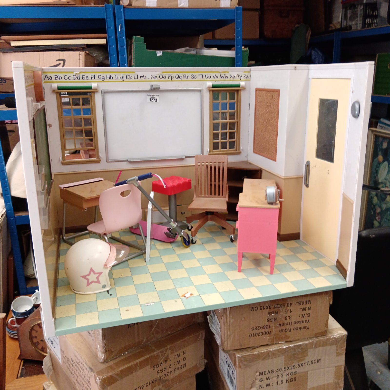 Large My Generation school room dolls house with furniture.