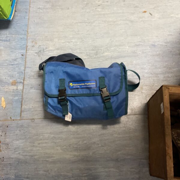 Blue Nationwide Platforms shoulder bag, work utility bag.