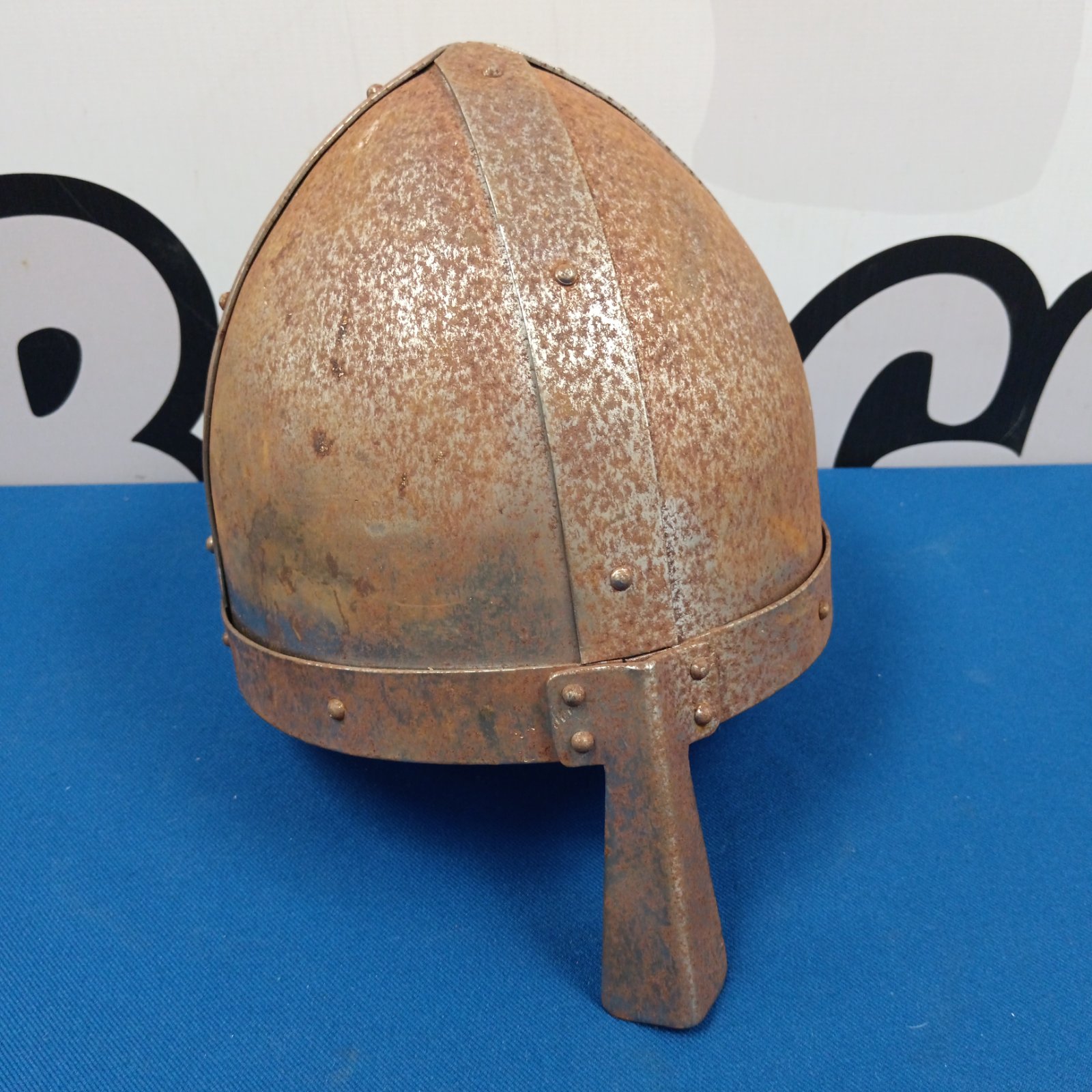 Steel replica Norman helmet with nasal guard.