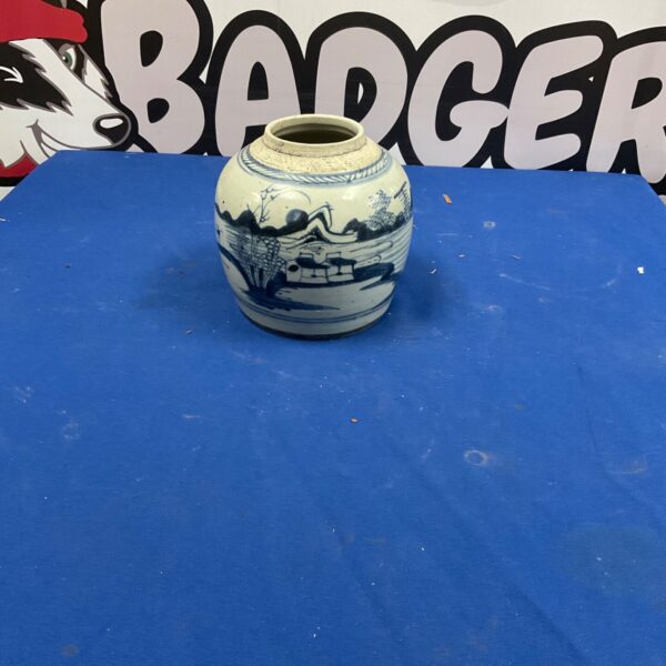 Traditional blue and white Oriental ginger jar for home decor.