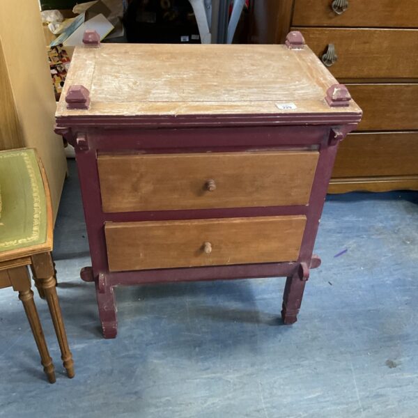 Vintage Oriental two drawer cabinet with painted finish.