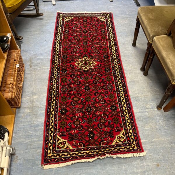 Vibrant Persian Hosseinabad runner from Hamadan, Iran.