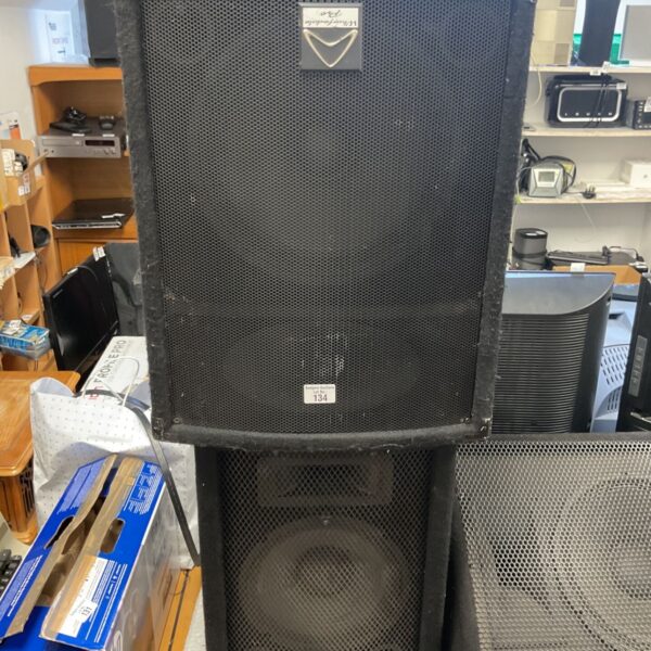 Phonic SEM710 and Wharfedale Pro SVP-15 PA speakers for audio systems.