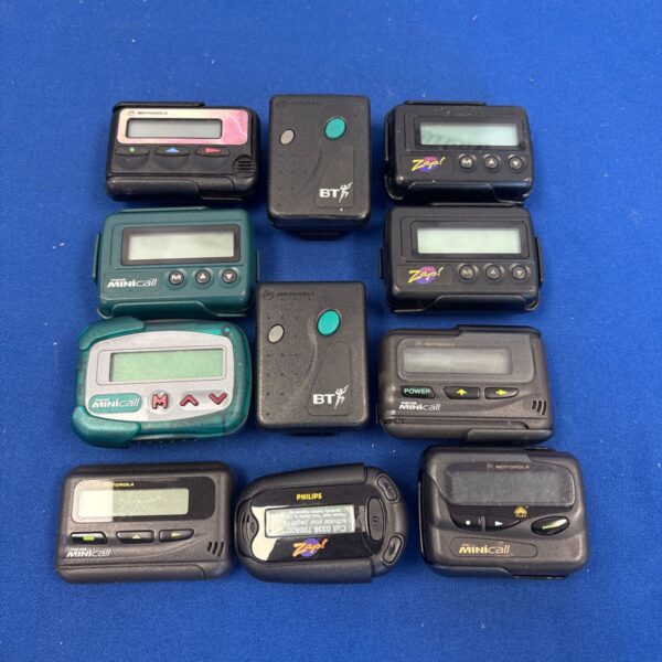A lot of vintage retro pagers including Motorola and Phillips.