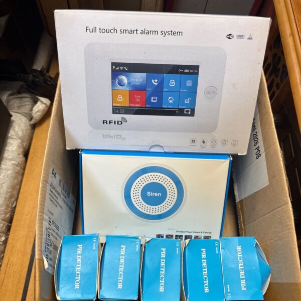 RFiD alarm system touchscreen control panel for home security.