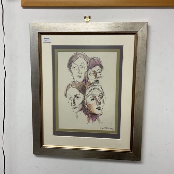 Richard Kennedy watercolour collage of female portraits.