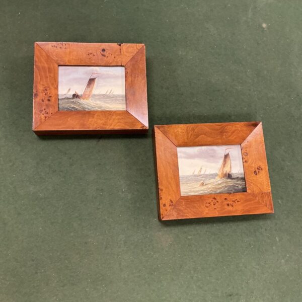 Pair of Ronald Cavalla stormy seas oil paintings.
