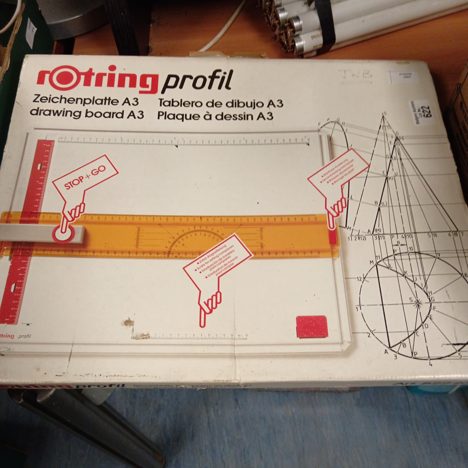 Vintage Rotring Profil draughting set with clear drawing board.