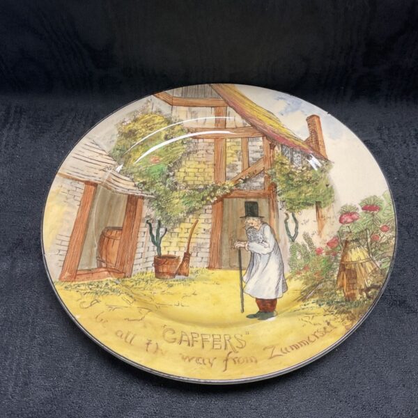 Royal Doulton Gaffers plate with a watercolour garden scene.