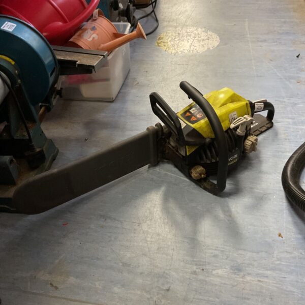 Used Ryobi Power XT petrol chainsaw for garden and DIY tasks.