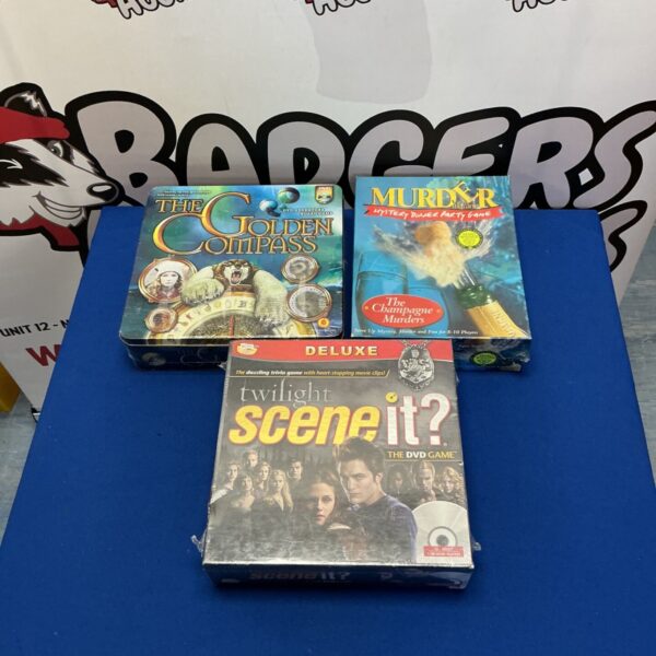 Scene It? games lot including The Golden Compass and Murder Mystery.