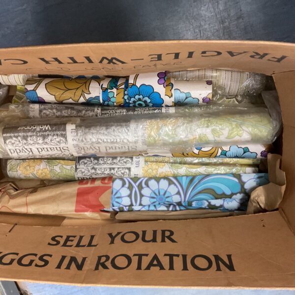 Vintage Shand Kydd wallpaper rolls in original packaging.