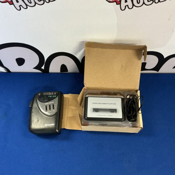 Vintage Sharp JC-196 cassette player with USB capture functionality.