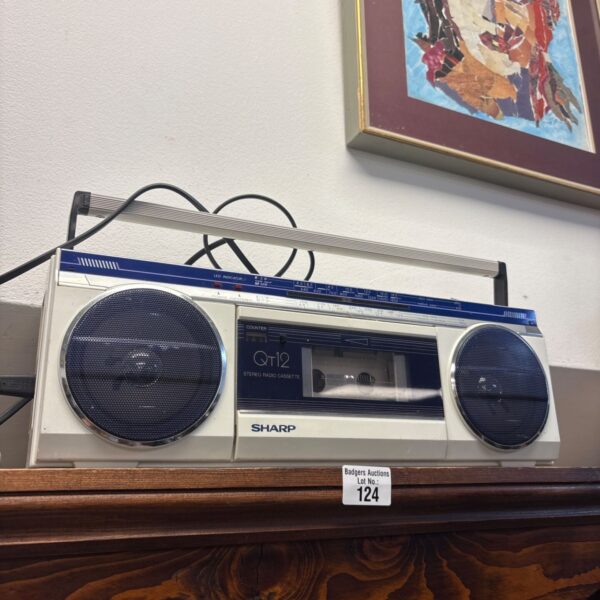 Vintage Sharp QT-12 stereo cassette recorder boombox.