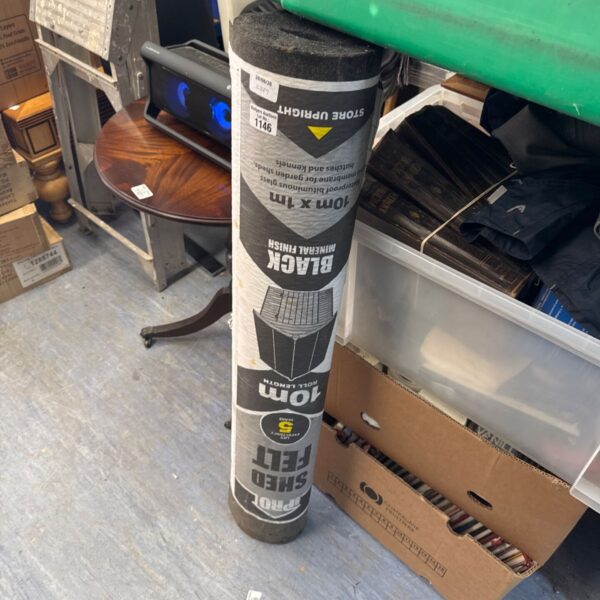 Roll of shed roofing felt for weatherproofing garden buildings.