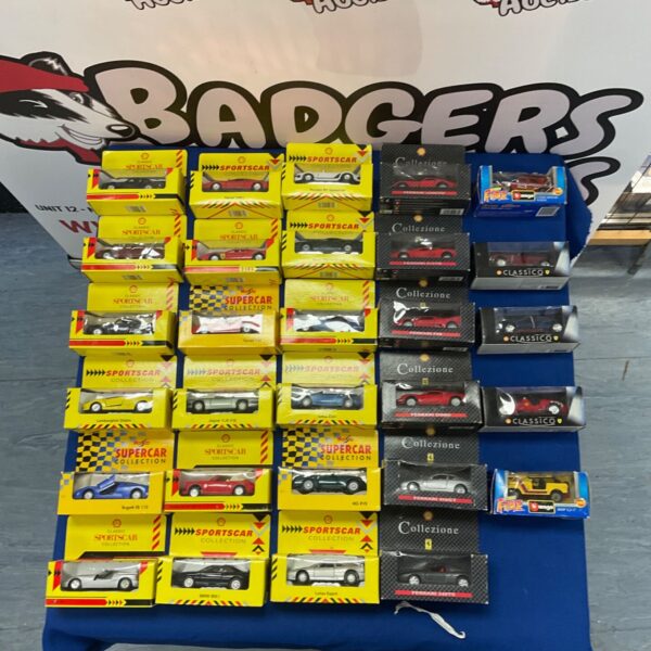 Large lot of Shell Supercar diecast model cars for collectors.