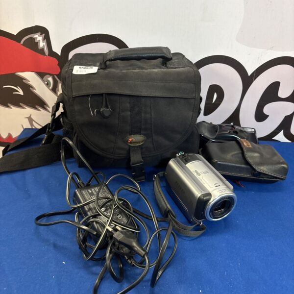 Sony DCR-SR50E digital video camera recorder with case and charger.