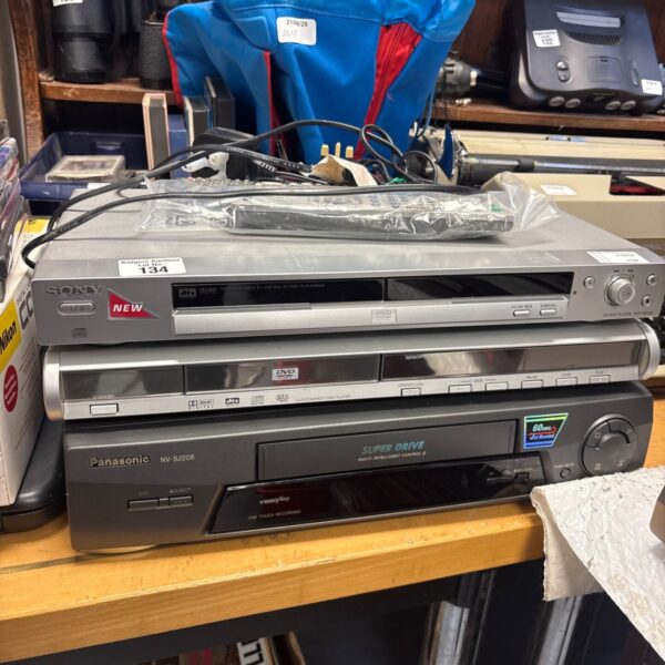 Vintage Sony and Panasonic DVD and VHS players lot for collectors.